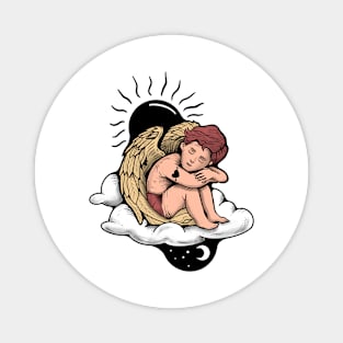 Angel Cupid resting on the cloud Magnet